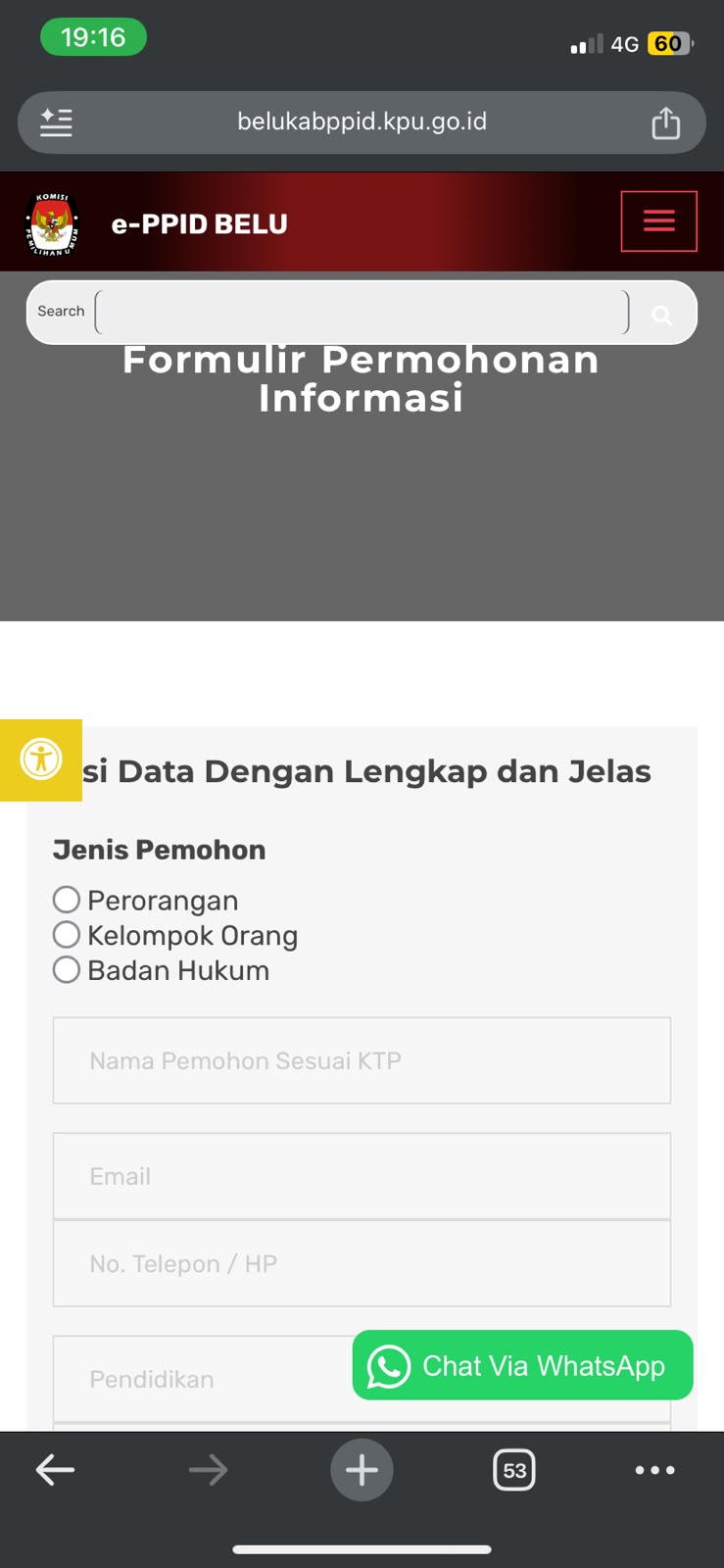Formulir Permohonan informasi Online